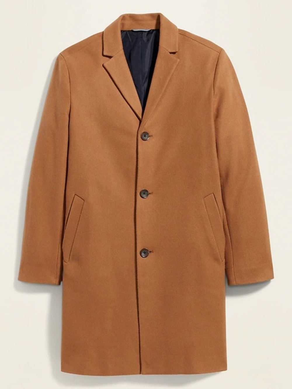 Old Navy Camel Single-Breasted Wool-Blend Overcoat